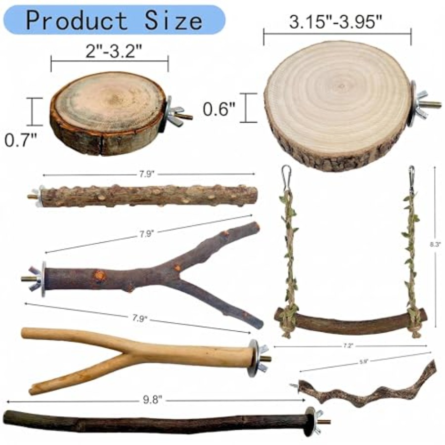 8PCS natural wood bird perches - Health & Wellness Gordon Edlin ulasan dan harga
